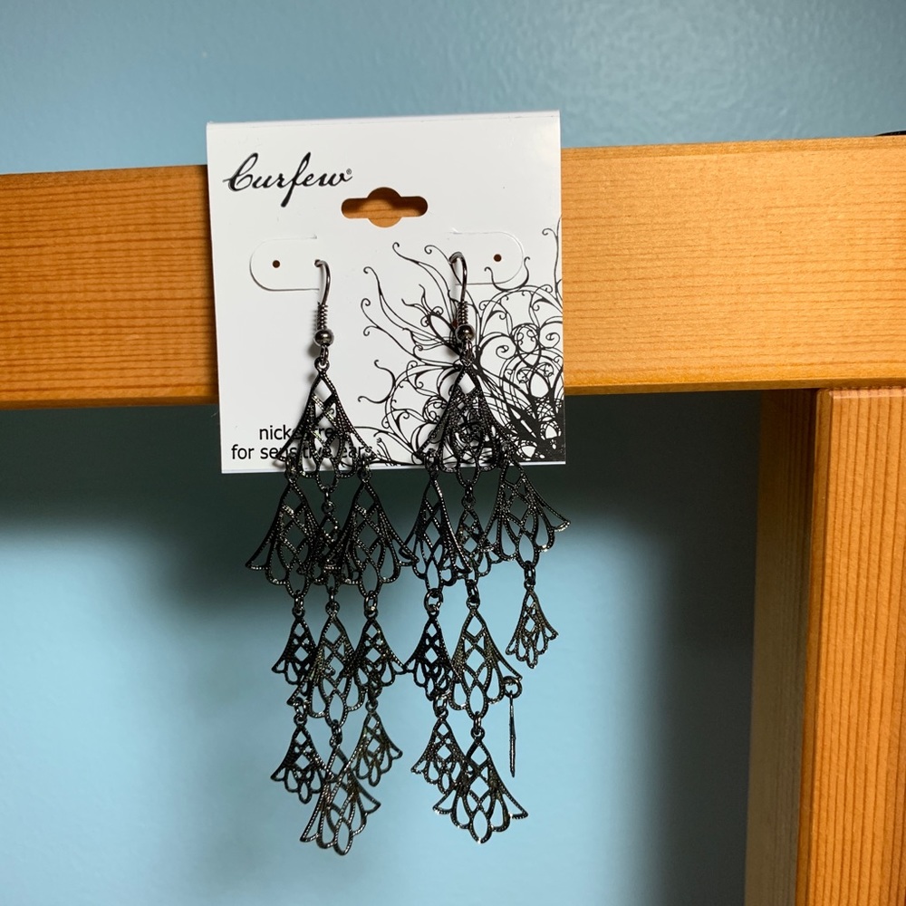 SOLD!! new chandelier styled black earrings